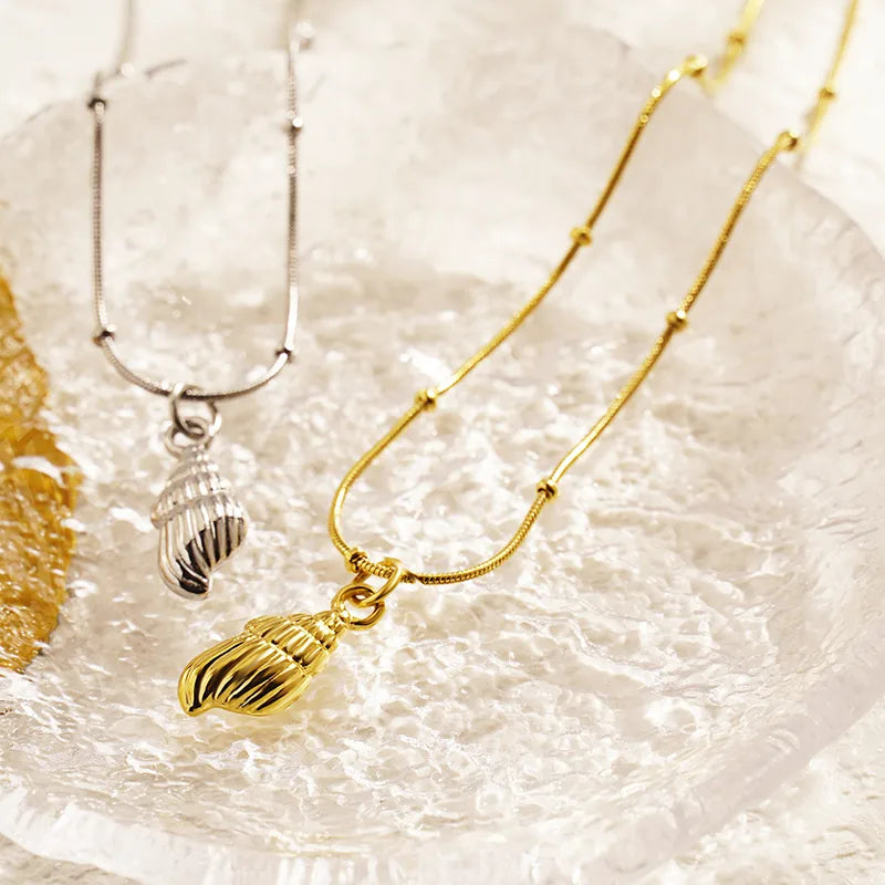 Beach Shell Pendant Necklace in Silver or Gold