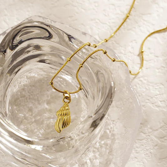 Beach Shell Pendant Necklace in Silver or Gold