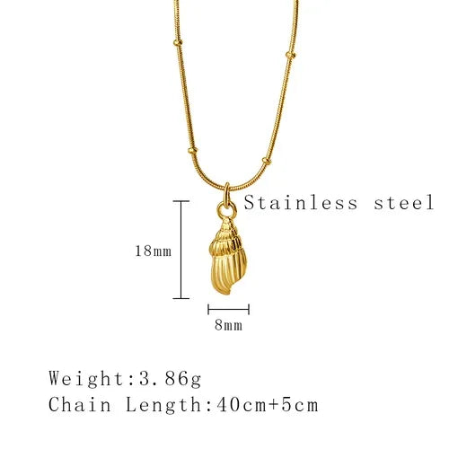 Beach Shell Pendant Necklace in Silver or Gold