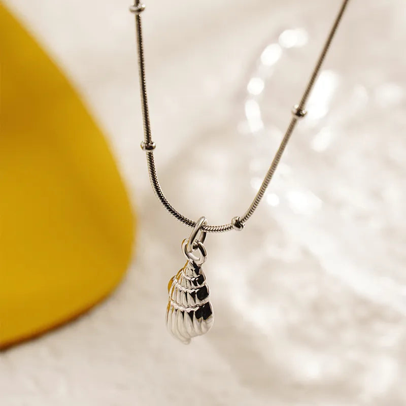Beach Shell Pendant Necklace in Silver or Gold