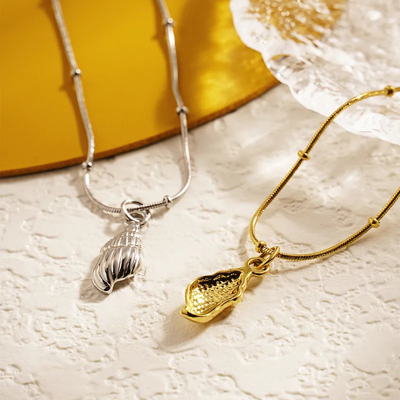 Beach Shell Pendant Necklace in Silver or Gold